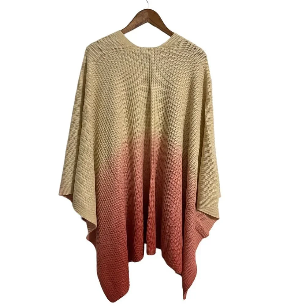 Torrid Womens NWT Beige Peach Ombre Dip Dye Open Front Knit Tricolor One Size